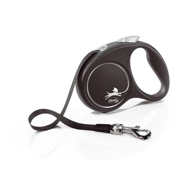 FLEXI Рулетка BLACK DESIGN S ремень 5 м до 15 кг, серебряный