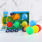 4916699 Подарочный набор развивающих, массажных мячиков «Паравозик», 5 шт., цвета и формы МИКС
