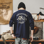 Мужская футболка с длинным рукавом из чистого хлопка весна-осень,плотность 260 г, принт в горном стиле, трендовая модель