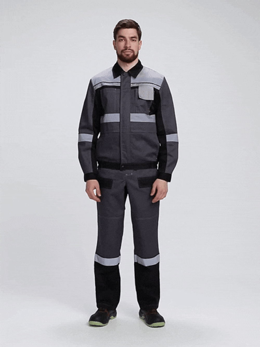 Костюм Вивантек-2 СОП У. (тк.Смесовая,240) п/к, т.серый/черный/св.серый