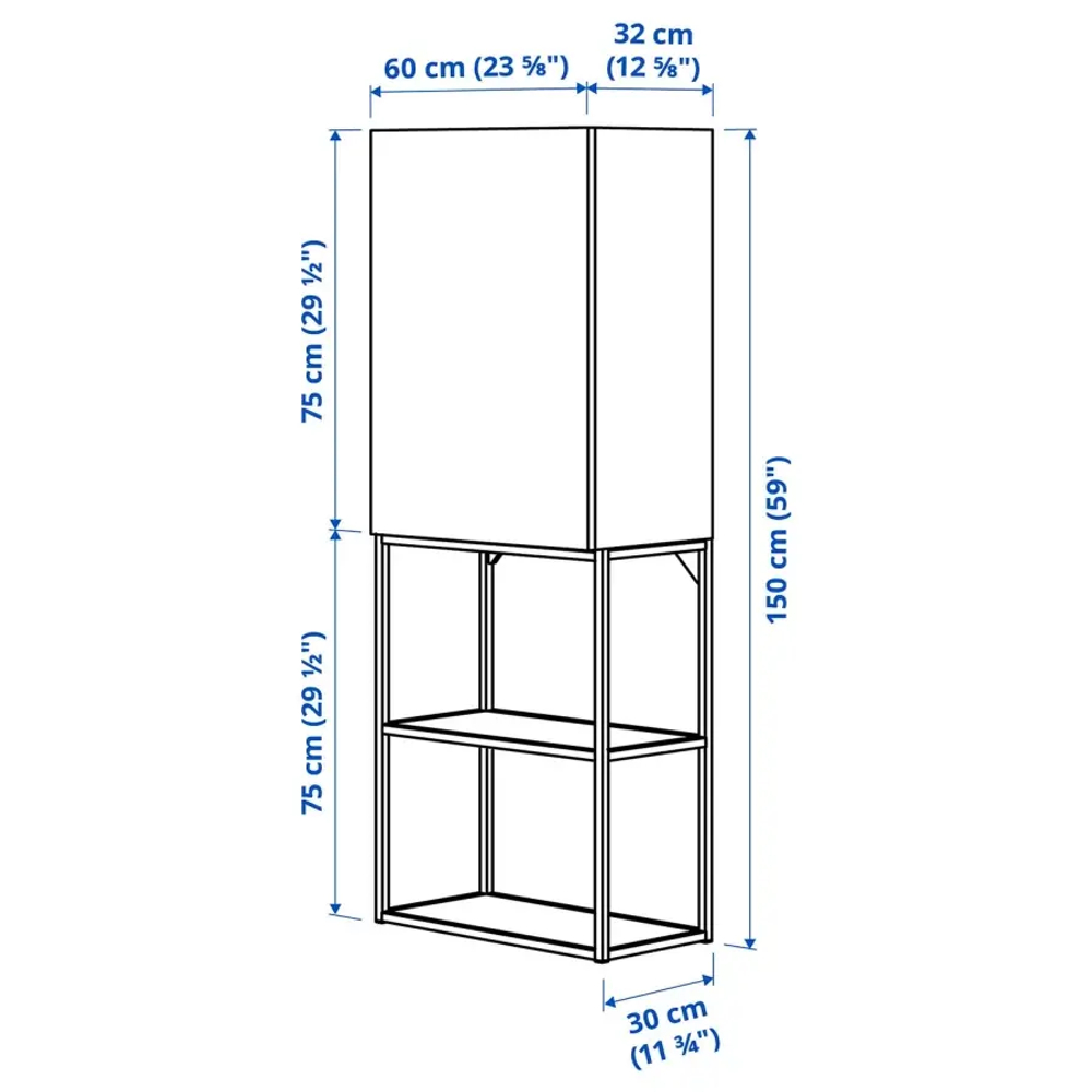 Навесной шкаф - ENHET IKEA/ ЭНХЕТ ИКЕА,   60x32x150 см, белый