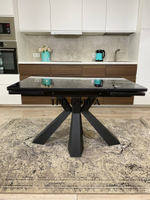 Кухонный раздвижной стол "Спайдер", чёрный мрамор