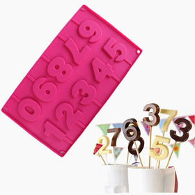 Форма для леденцов, шоколада, мастики 10 ячеек- высота 5см, 29х17х1 см цифры на палочках