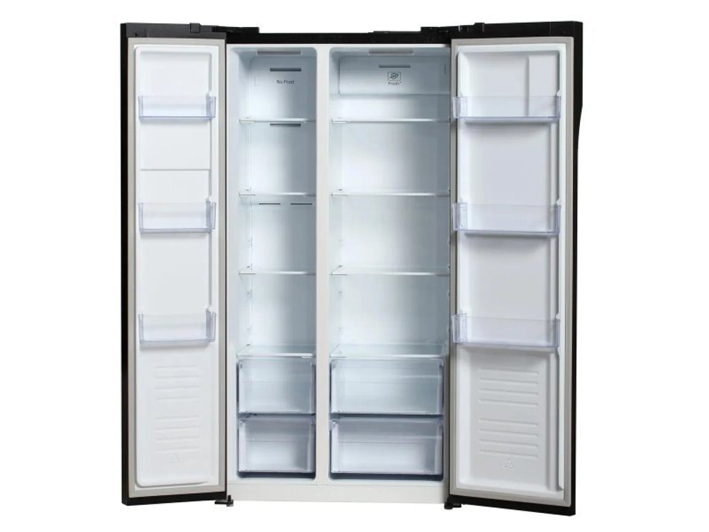 Холодильник двухкамерный Hyundai CS5003F Total No Frost, Side by Side черное стекло