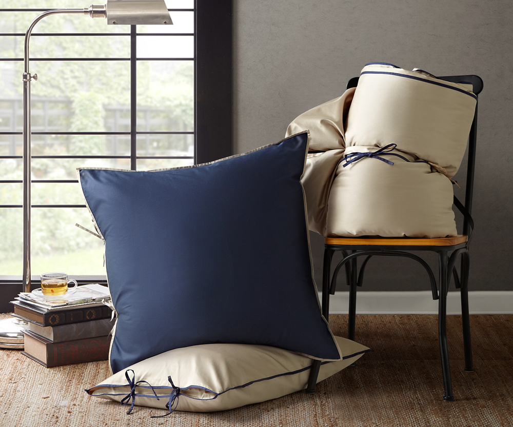 Наволочка 50x75 Sharmes Luca серо-бежевая/темно-синяя