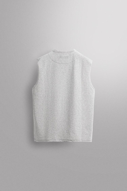 ZARA МАЙКА С ВЫШИВКОЙ, СЕРЫЙ МЕЛАНЖ