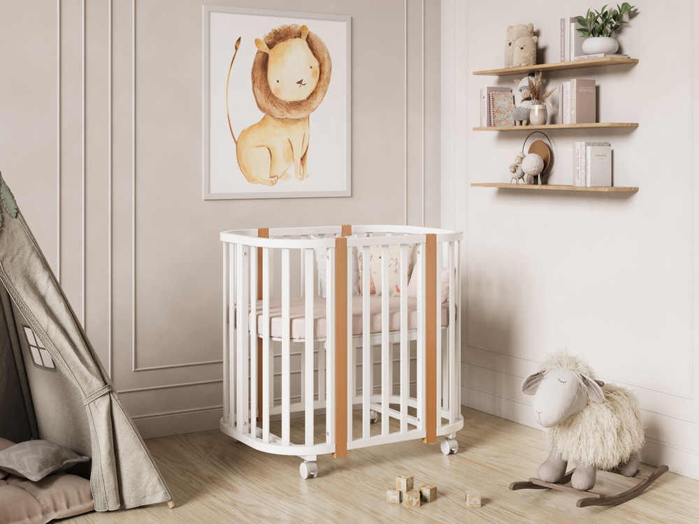 Кроватка детская Incanto Nova Lux c наклоном дна цвет белый/бук