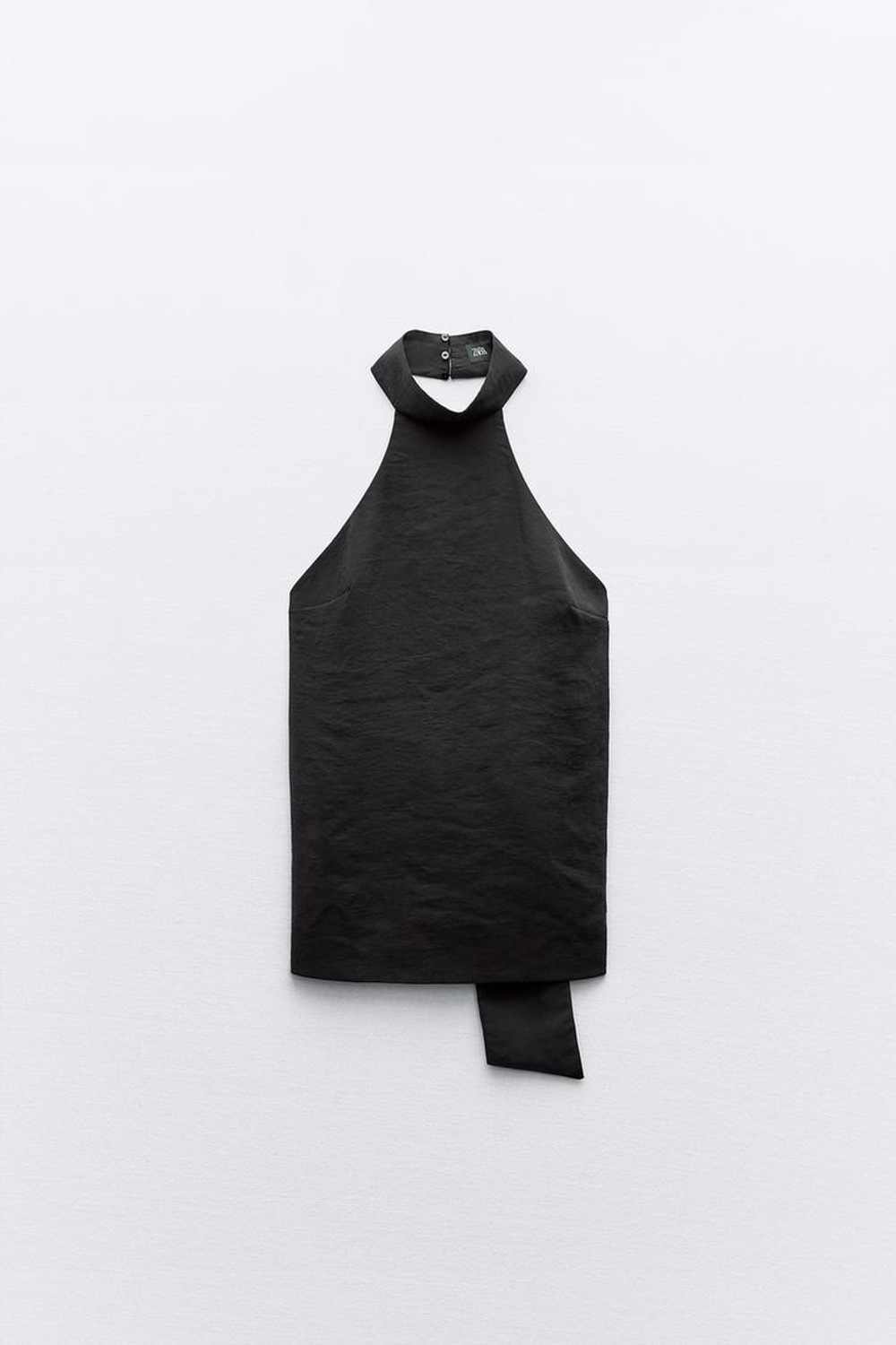 ZARA СТРУЯЩИЙСЯ ТОП С ГОРЛОВИНОЙ ХАЛТЕР И ОТКРЫТОЙ СПИНОЙ, ЧЕРНЫЙ