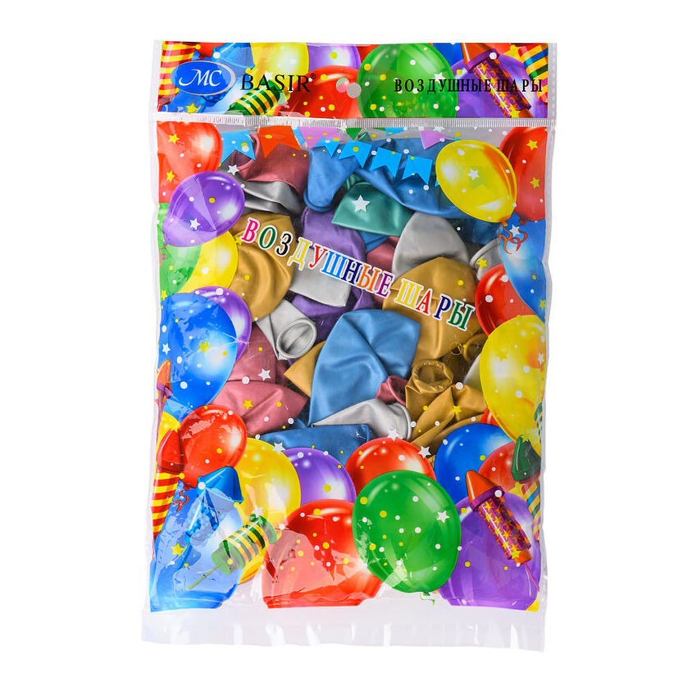 Воздушные шарики MC-Basir металлик ассорти, 50 шт, размер №12