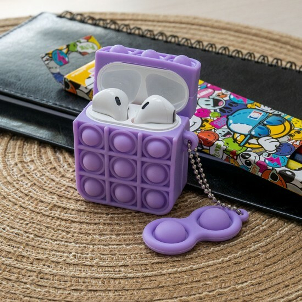 Силиконовый чехол для AirPods Pop it, 012635 Сиреневый