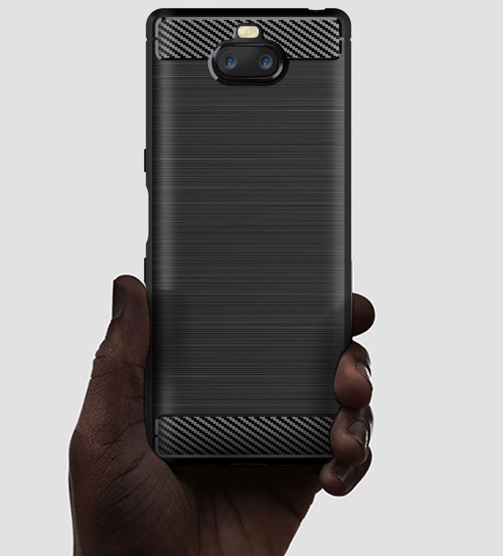 Чехол на Sony Xperia 10 цвет Black (черный), серия Carbon от Caseport