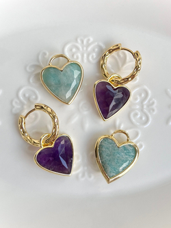 Серьги сердечки из амазонита
