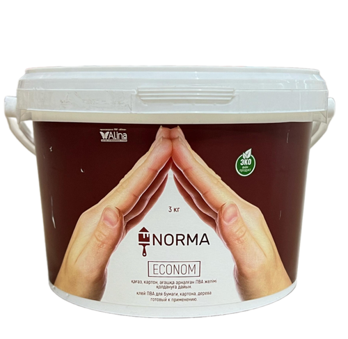 КЛЕЙ ПВА NORMA ECONOM Д/БУМАГИ/КАРТОНА/ДЕРЕВО 3КГ