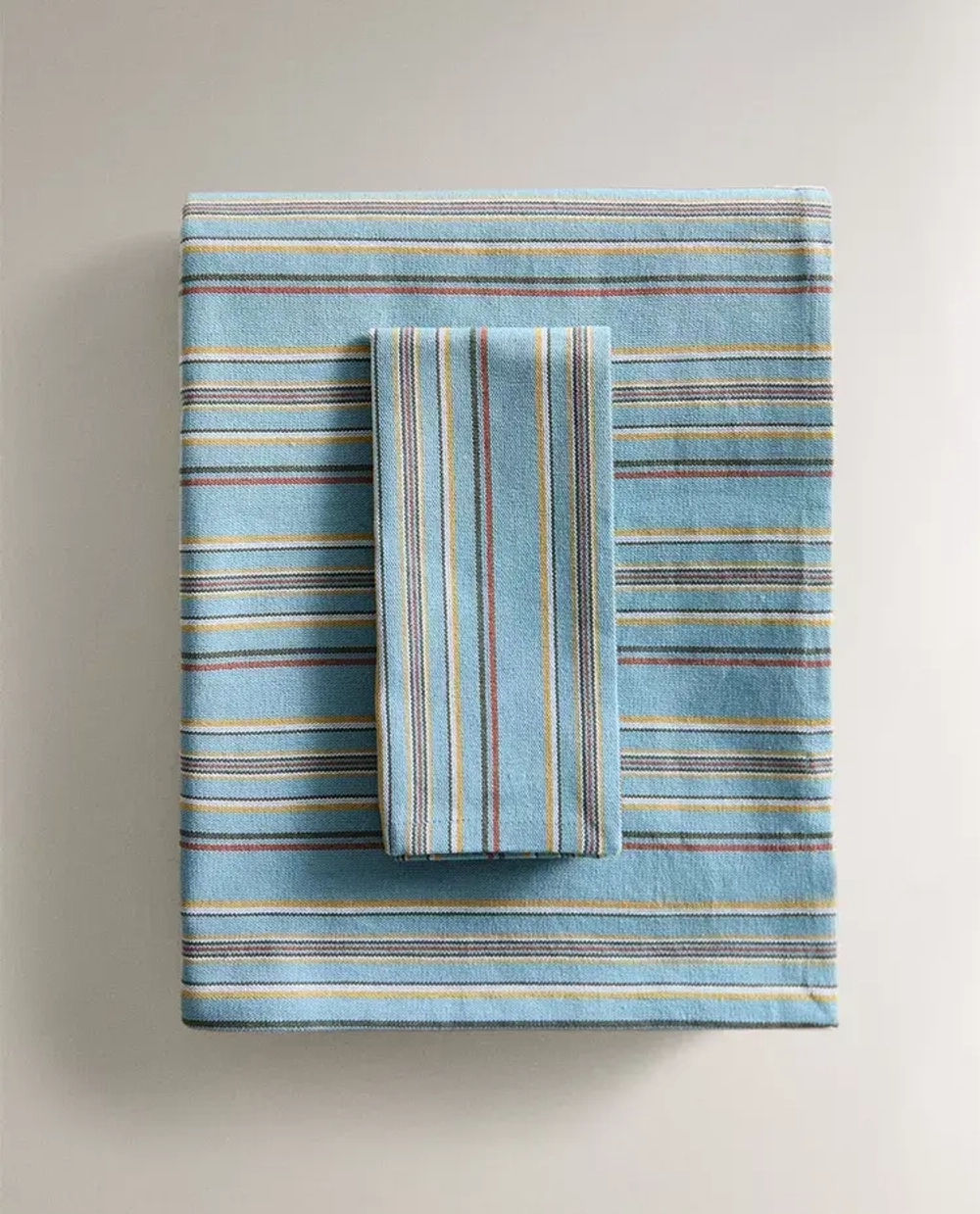 ZARA HOME ХЛОПКОВАЯ СКАТЕРТЬ В ПОЛОСКУ, СИНИЙ
