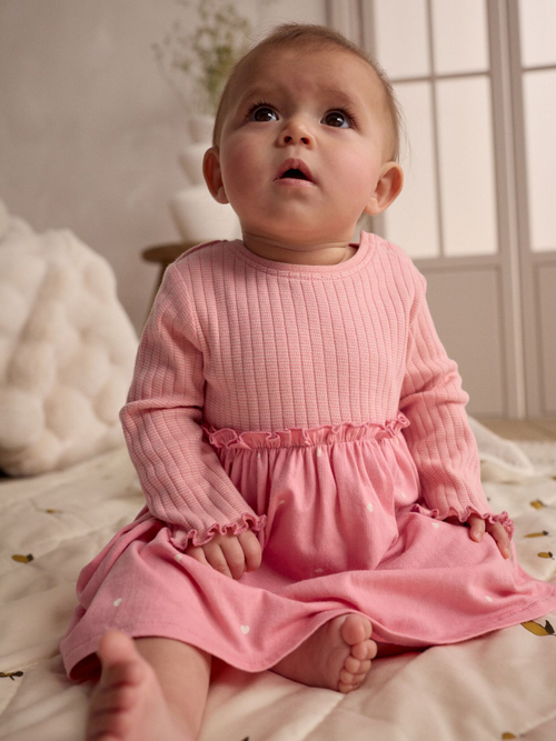 Платье для девочки Next E65-155, 2 шт., Бежевый, Розовый