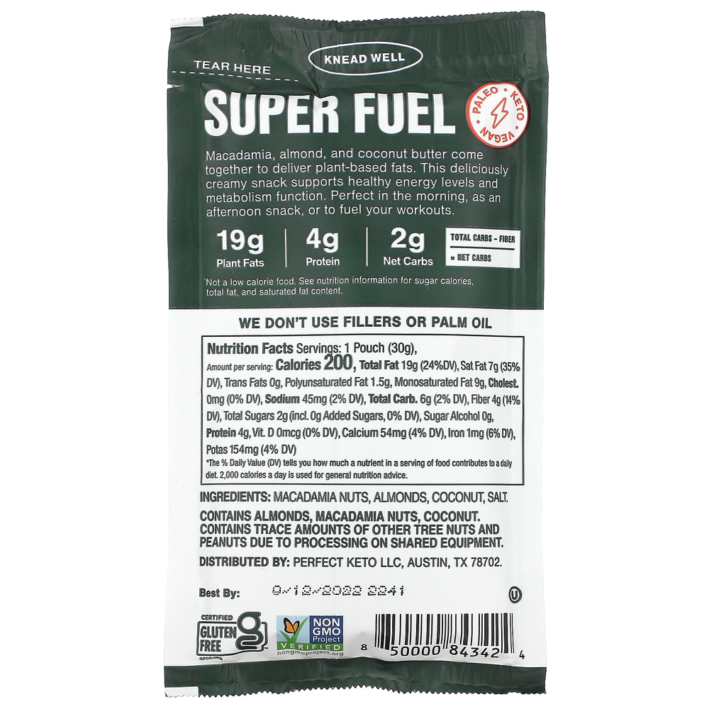 SuperFat, Keto Nut Butter, кокос макадамия, 30 г (1,06 унции)