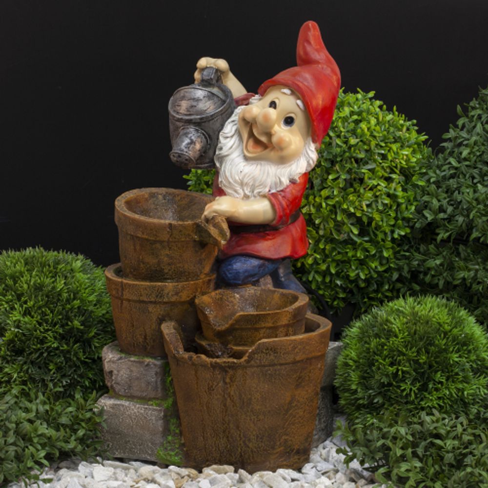 GAUF-01 GREEN APPLE Уличный фонтан Гном с лейкой 60 см | Фонтаны Green Apple