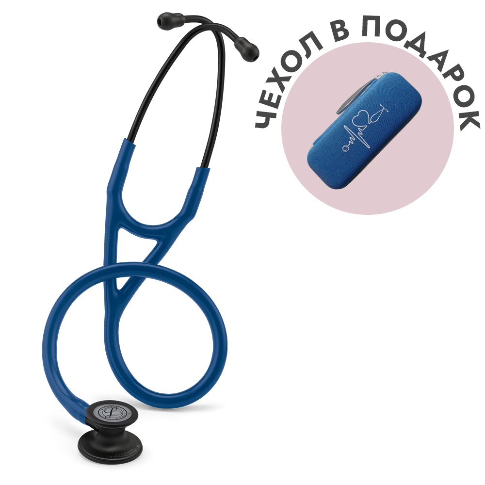 Стетоскоп Littmann Cardiology IV темно-синий, черная матовая акустическая головка, черный ствол (6168)