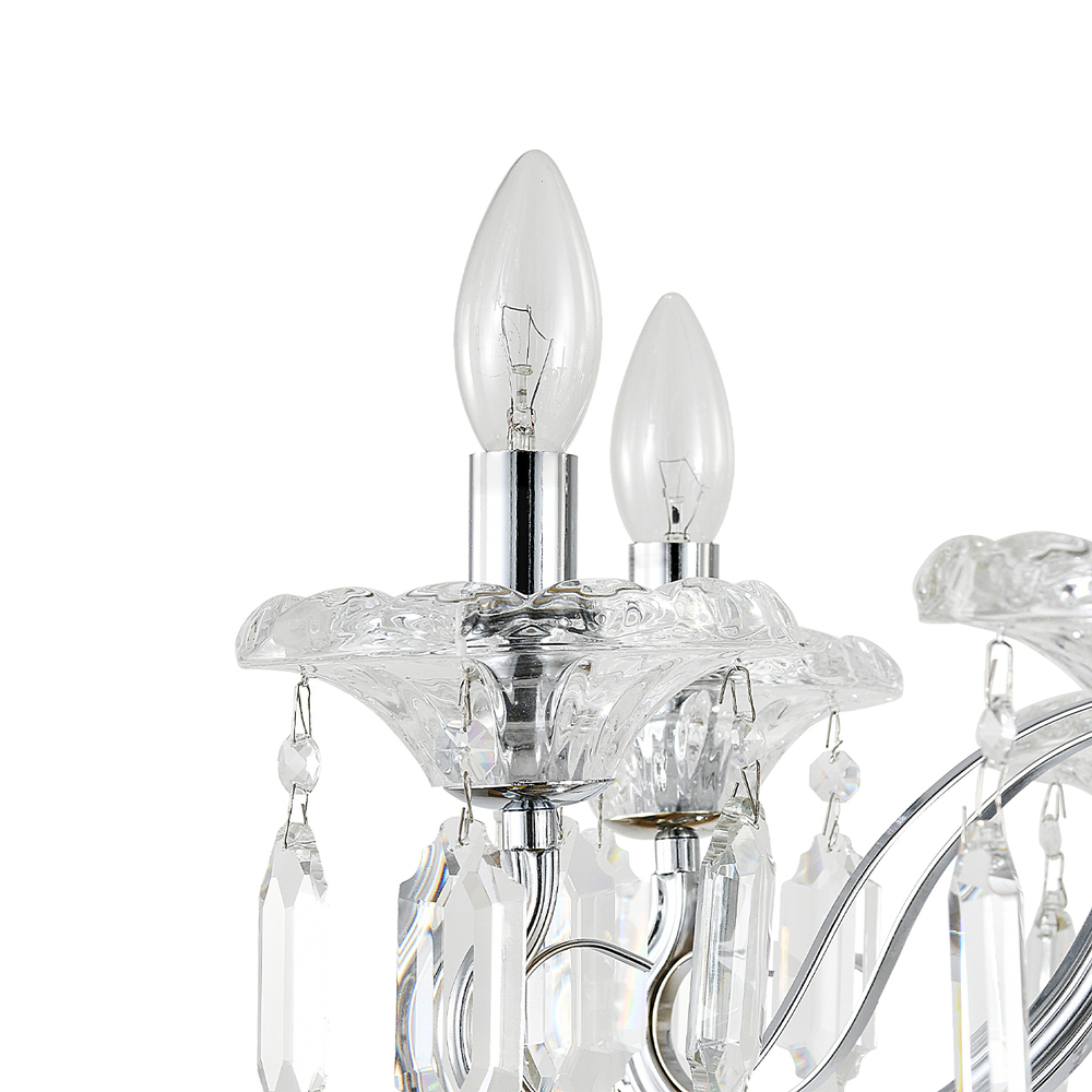 Люстра подвесная 8x40Вт E14, металл/хрусталь, хром/прозрачный