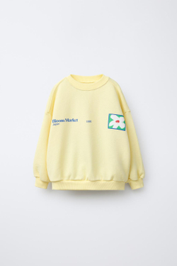 ZARA ТОЛСТОВКА С ЦВЕТОЧНЫМ ПРИНТОМ, ЖЕЛТЫЙ