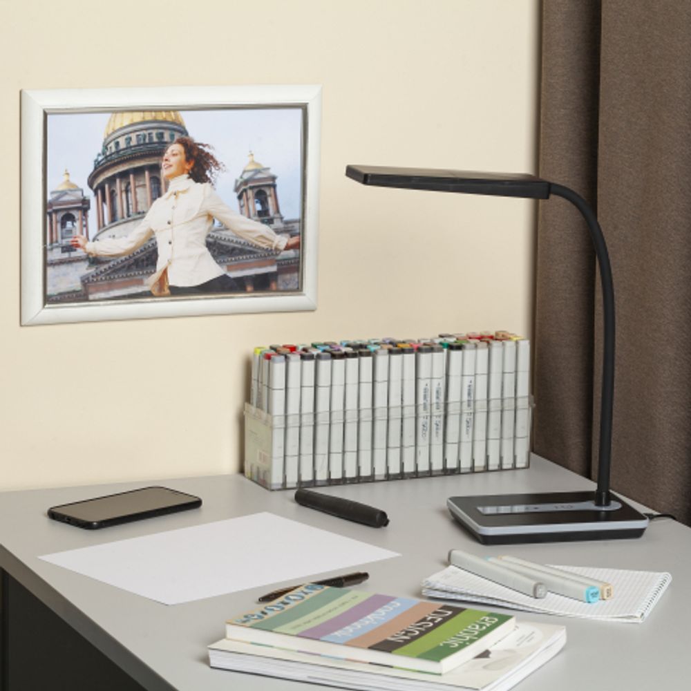 Настольный светильник ЭРА NLED-446-9W-BK светодиодный черный | Светодиодные настольные лампы