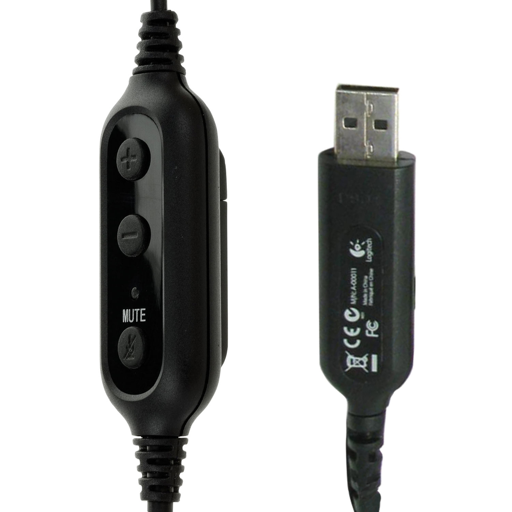 Наушники с микрофоном (гарнитура) LOGITECH PC 960, проводная, компьютерная, 2,4 м, стерео, USB, черная.