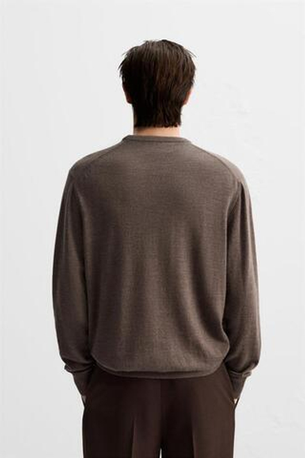 ZARA СВИТЕР ИЗ МЕРИНОСОВОЙ ШЕРСТИ, КОРИЧНЕВЫЙ С МЕЛАНЖЕВЫМ ЭФФЕКТОМ