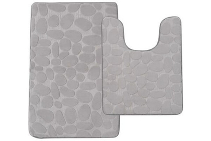 Набор ковриков для ванной и туалета с эффектом памяти Home One рельефный 50х80, 50х60 U-shape, светло-серый