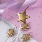 Набор свечей для торта "Звезды на длинных пиках", 4 шт., 3,3 см, ЗОЛОТАЯ СКАЗКА, в блистере, 591453