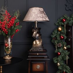 Настольная лампа с бюро Лошадь императора Бронза с абажуром 38 Голдбраун