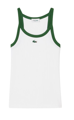 Женский топ теннисный Lacoste Sport Ultra Dry Ribbed Knit Tank - white/green