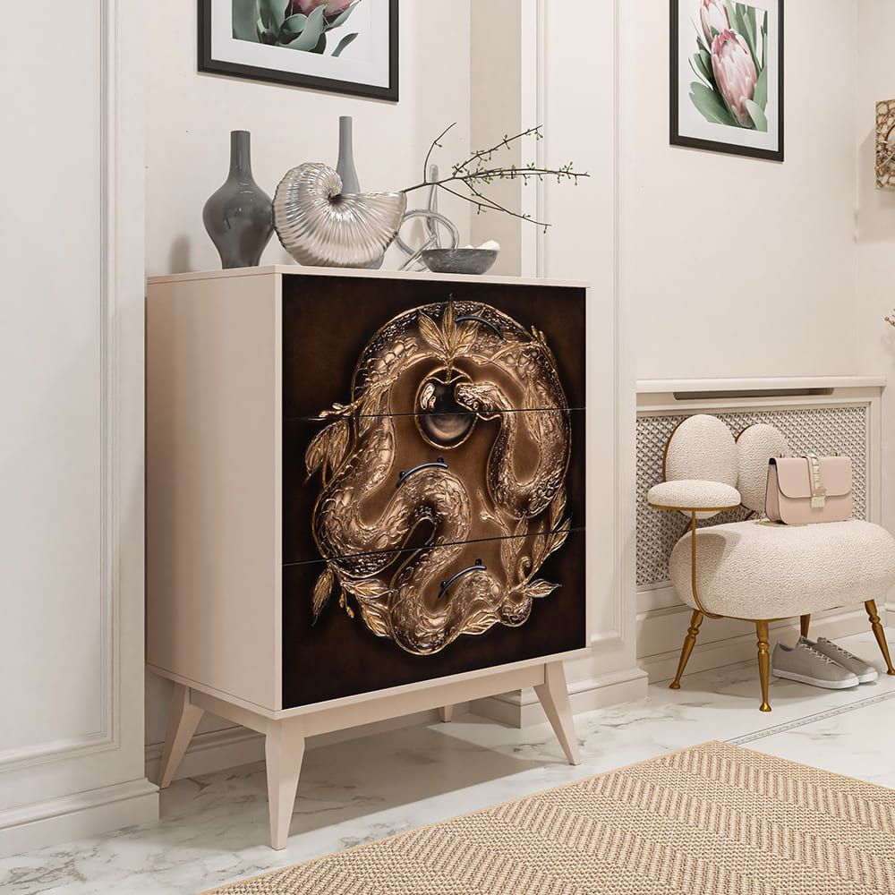 Комод Яблоко Евы с 3 ящиками Айвори