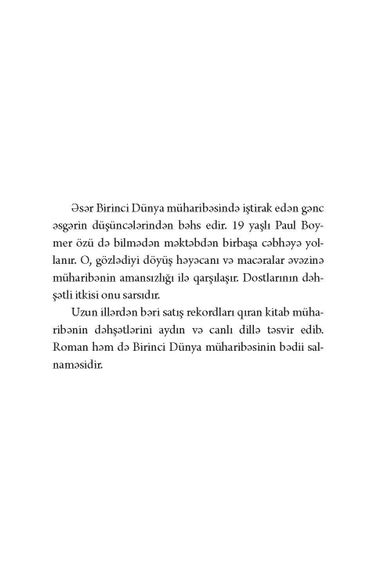 Qərb cəbhəsində yenilik yoxdur