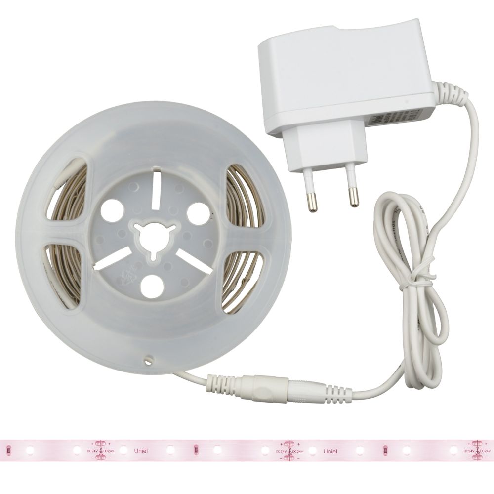 ULS-P71-2835-42LED-m-IP65-3M-SPLE RRP24C00 Комплект светодиодной ленты 3м. Спектр для фотосинтеза. Адаптер 24Вт. Блистер. TM Uniel