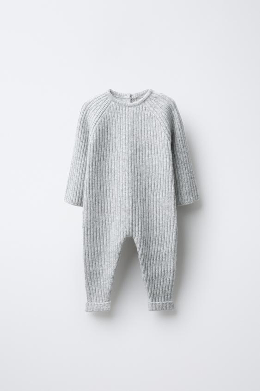 ZARA ВЯЗАНЫЙ КОМБИНЕЗОН В РУБЧИК, СЕРЫЙ МЕЛАНЖ