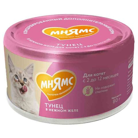 Консервы Мнямс для котят с 2 до 12 месяцев тунец в нежном желе 80 г