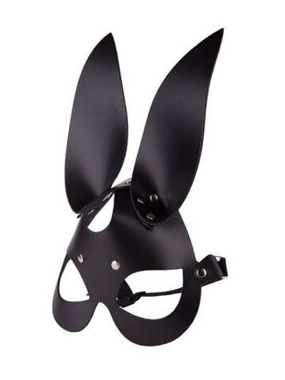 Чёрная кожаная маска с длинными ушками (Цвет: черный)