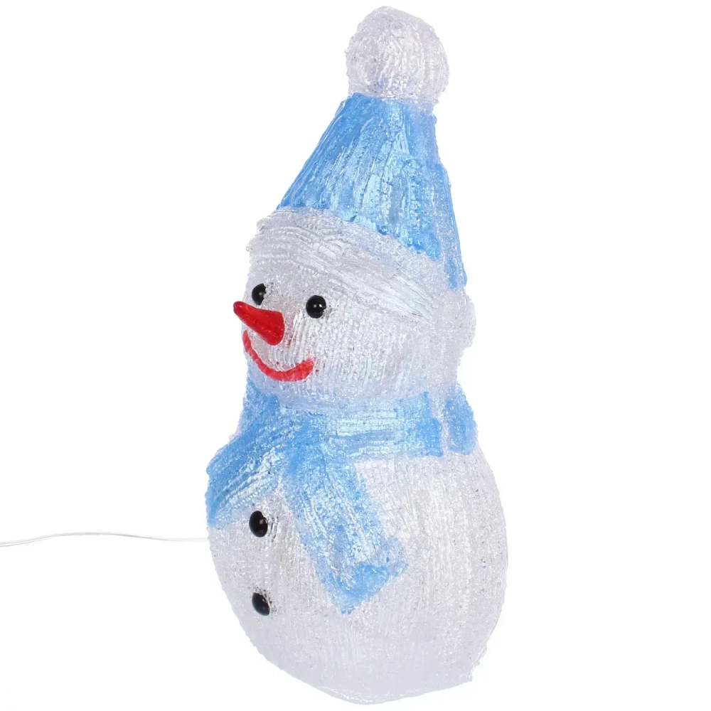 Фигура светодиодная «Снеговичок в голубом колпачке» 16*13*30 см, 20 ламп LED, авторежим, 220V, Белый