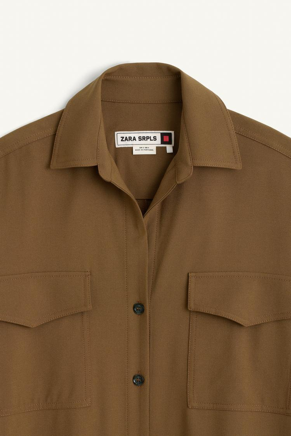 ZARA ПЛАТЬЕ МИДИ С ДЛИННЫМИ РУКАВАМИ, ХАКИ