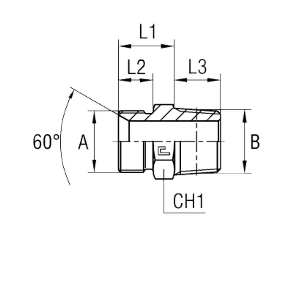 Штуцер FC BSP 1/2" BSPT 3/4"