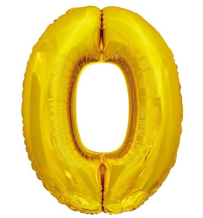 Шар фольга Цифра 0 Золото Gold ЭКО 86см с гелием