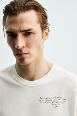 ZARA ФУТБОЛКА С ПРИНТОМ «ПЕЙЗАЖ», БЕЛЫЙ