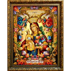 Благоуханный цвет. Икона Божьей Матери на холсте.