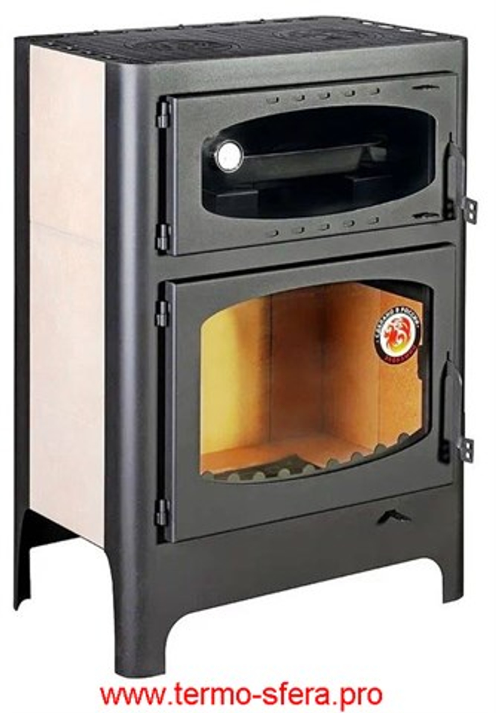 Печь-камин БАВАРИЯ ЭКО с духовкой и плитой