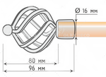 Карниз кованый для штор "Булава" d16 мм однорядный, цвет хром