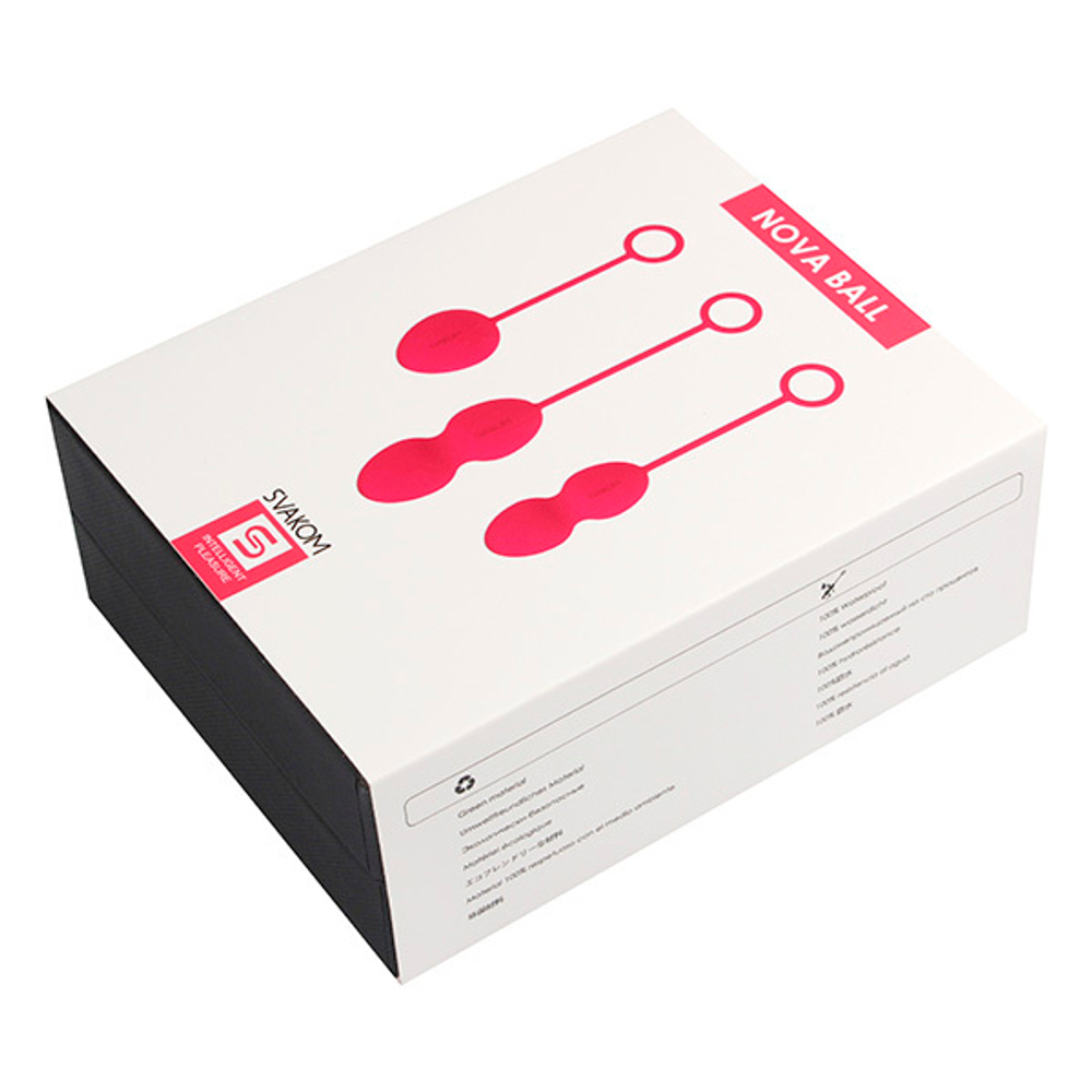 Набор розовых вагинальных шариков со смещенным центром тяжести Svakom Nova Ball Weighted Kegel with Cord Set SSYB-01-PMR