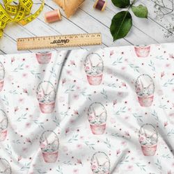 Ткань бязь зайцы в корзине