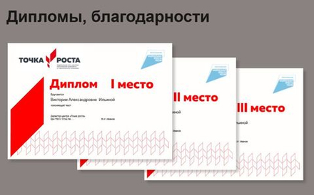 Диплом и благодарность "Точка роста"