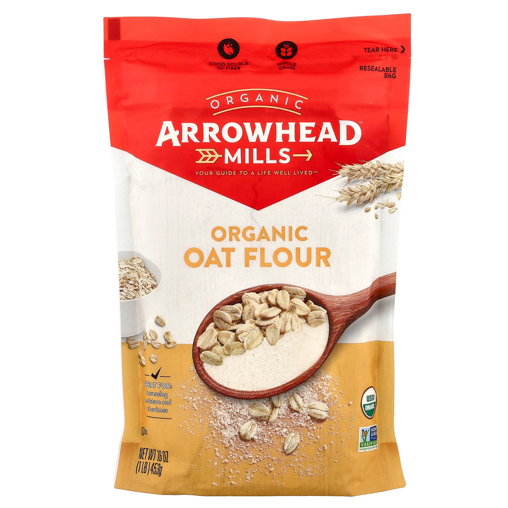 Arrowhead Mills, органическая овсяная мука, 453 г (16 унций)