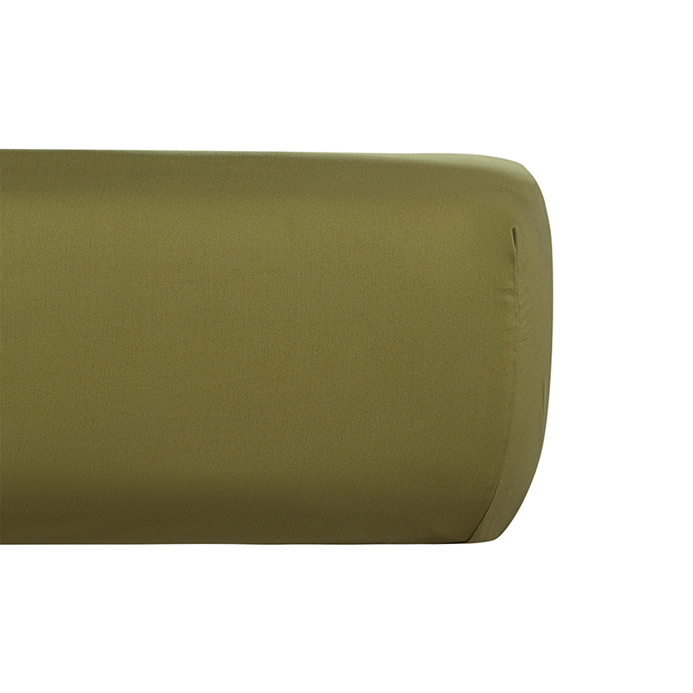 Простыня на резинке из премиального сатина оливкового цвета из коллекции essential, 160х200х30 см